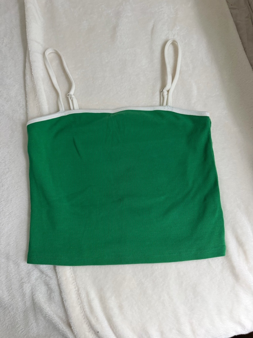 Forever 21 Green Ribbed Cami with White Trim